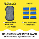 Fresh Tuff-Scrub Microfiber Scrub-N-Wipe Sponge Pads, Fabric with SILVADUR Odor Control and Charcoal-Infused Foam, 6-Pack Green Large Pads