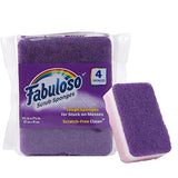 Fabuloso Scratch-Free Kitchen Dish Sponges, Purple Cellulose Scrubber Sponge with Scouring Pad for Dishes, Pots, Pans, Counters and Sinks, Tough on