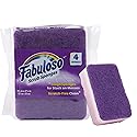 Fabuloso Scratch-Free Kitchen Dish Sponges, Purple Cellulose Scrubber Sponge with Scouring Pad for Dishes, Pots, Pans, Counters and Sinks, Tough on