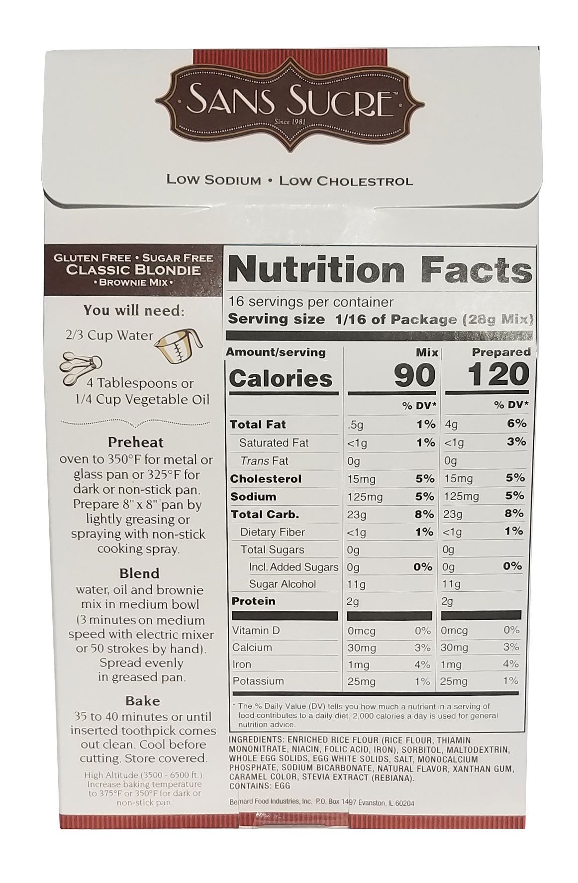 Sans Sucre Gluten Free and Sugar Free Classic Blondie Brownie Mix, 16 Ounce