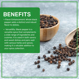 Jiva Organics Organic Whole Black Peppercorns 1 Pound - Pepper, Premium Grade for Grinder Refill