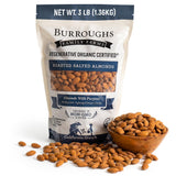 Burroughs Family Farms Roasted Salted Almonds 3 lb, Regenerative Organic and USDA Organic Certified, No Added Oils, Lightly Salted & Perfectly Dry