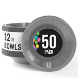 Party Solids 12 Oz Silver Plastic Bowls Disposable Bowls for Hot Food Soup 50 Pcs - For Soup, Salad, Cereal, Desserts & Party Supplies