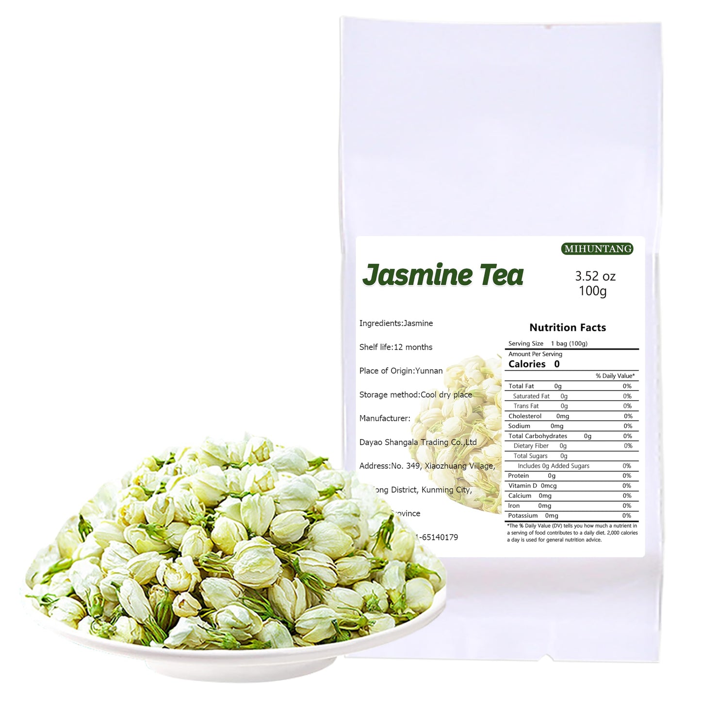 Jasmine Flower Tea 3.52 oz Dried Premium Jasmine Buds Tea-Jasmine Herbal Loose Leaf Tea ????100g