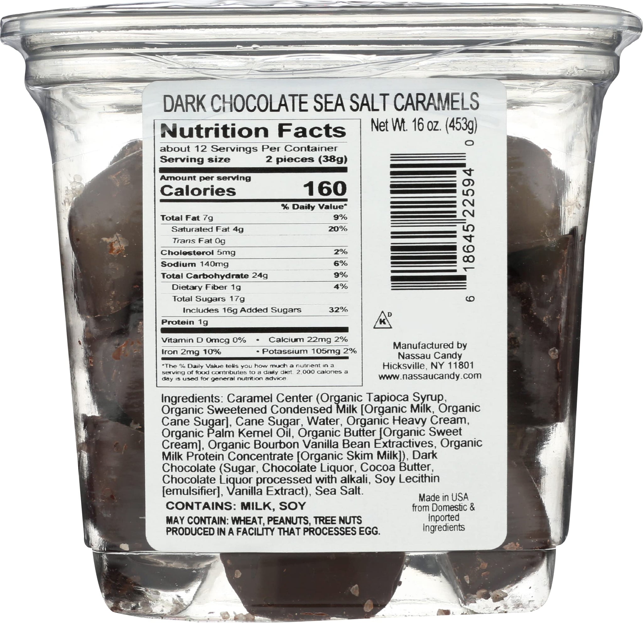 Nassau Candy, Candy Dark Chocolate Sea Salt Caramels, 16 Ounce