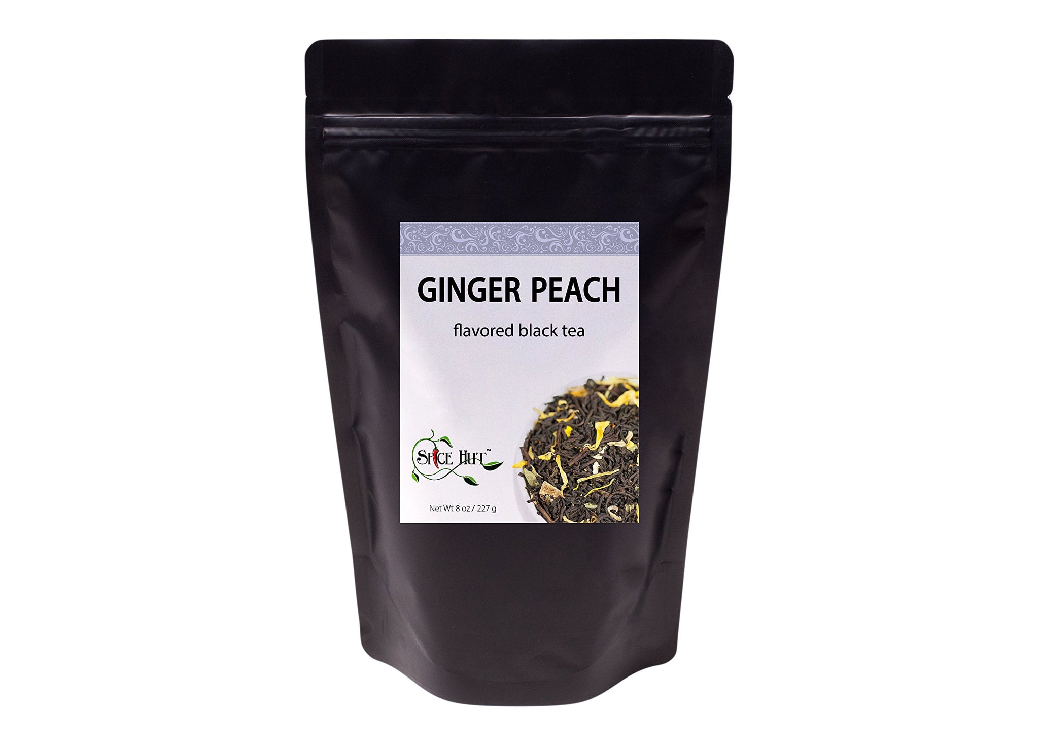 Ginger Peach Black Tea, Loose Leaf Ginger & Peach Flavored Black Tea, Caffeine, Hot & Iced Black Tea Loose Leaves | 8oz Bulk Tea, 80-100 Cups | The