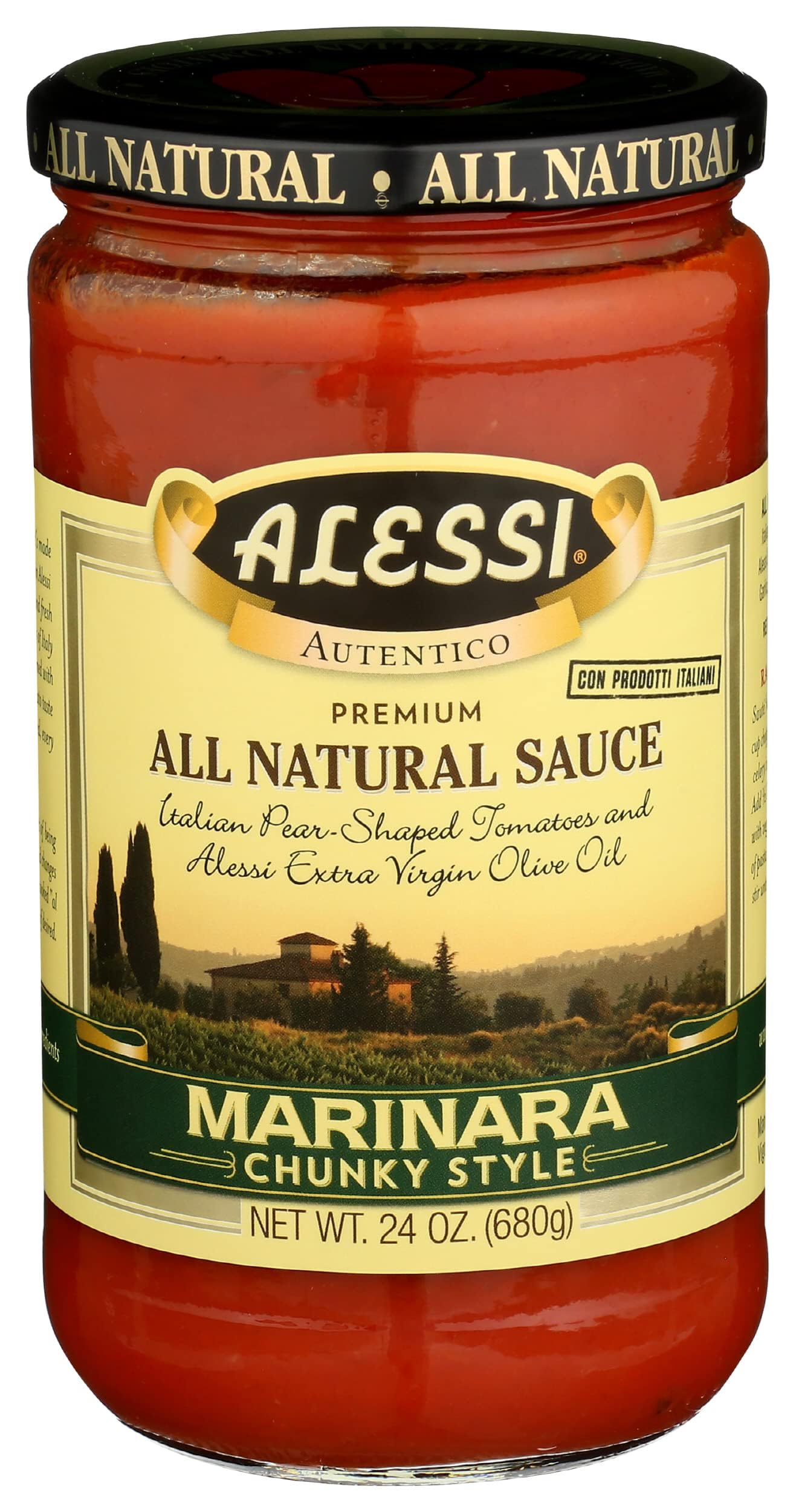 Alessi All Natural Marinara Pasta Sauce Chunky Style, 24 Ounce (Pack of 6)