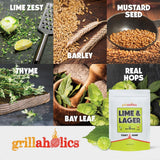 Grillaholics Lime & Lager Turkey Brine Mix - Made with Real Hops | 16oz Bag