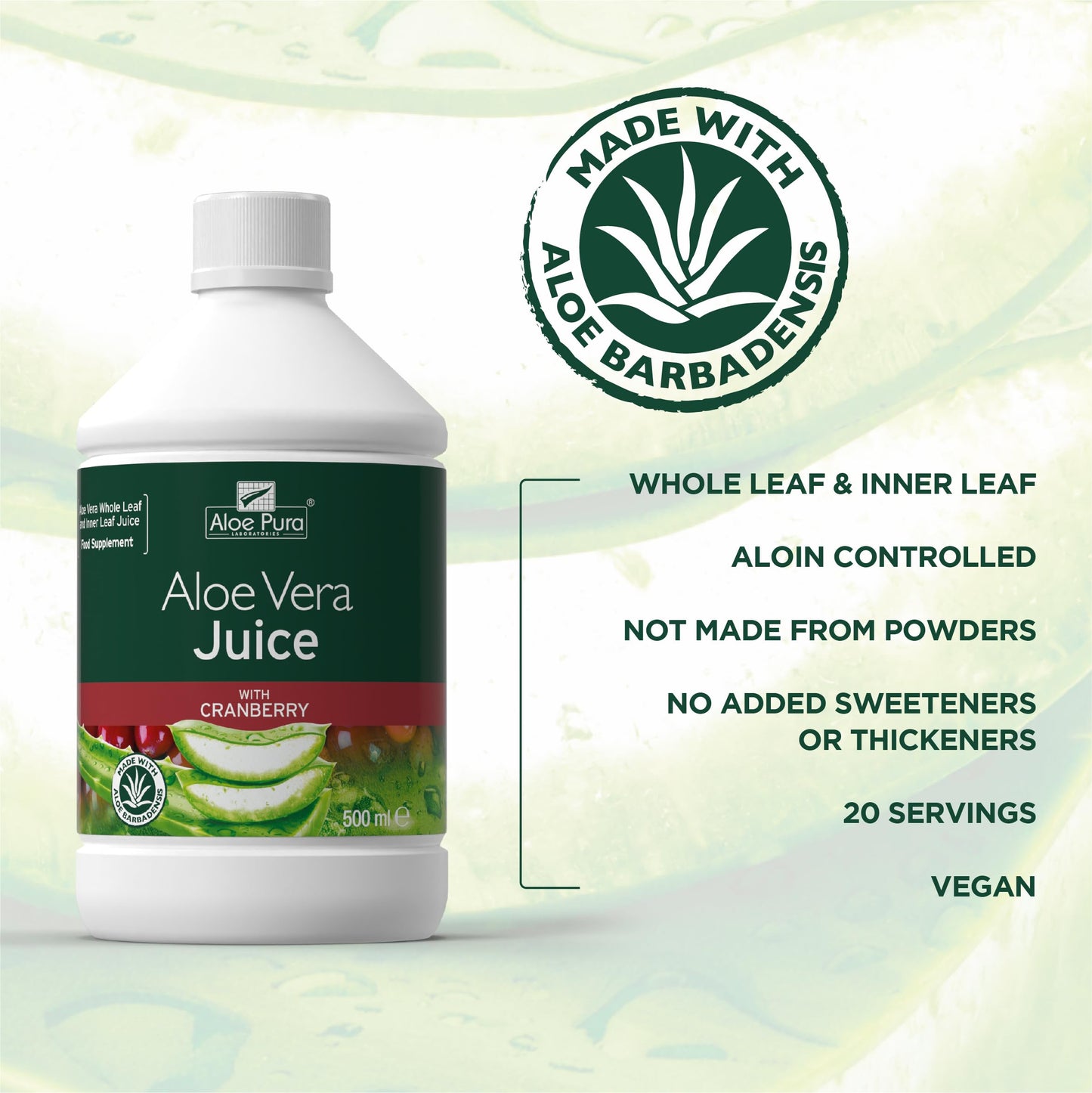 Aloe Pura Cranberry Aloe Vera Juice, 500 ML