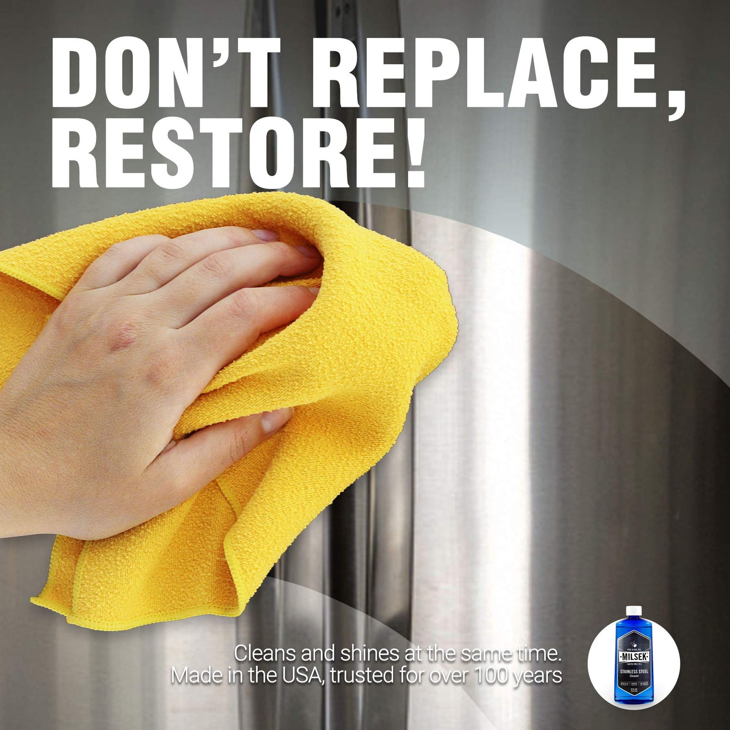 Milsek Stainless Steel Cleaner & Microfiber Cloth, 12-Ounce