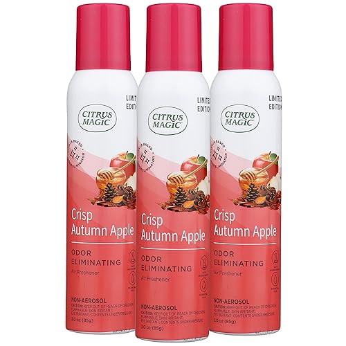 Citrus Magic Limited Edition Natural Odor Eliminating Air Freshener Spray, Crisp Autumn Apple, 3-Ounce, Pack of 3