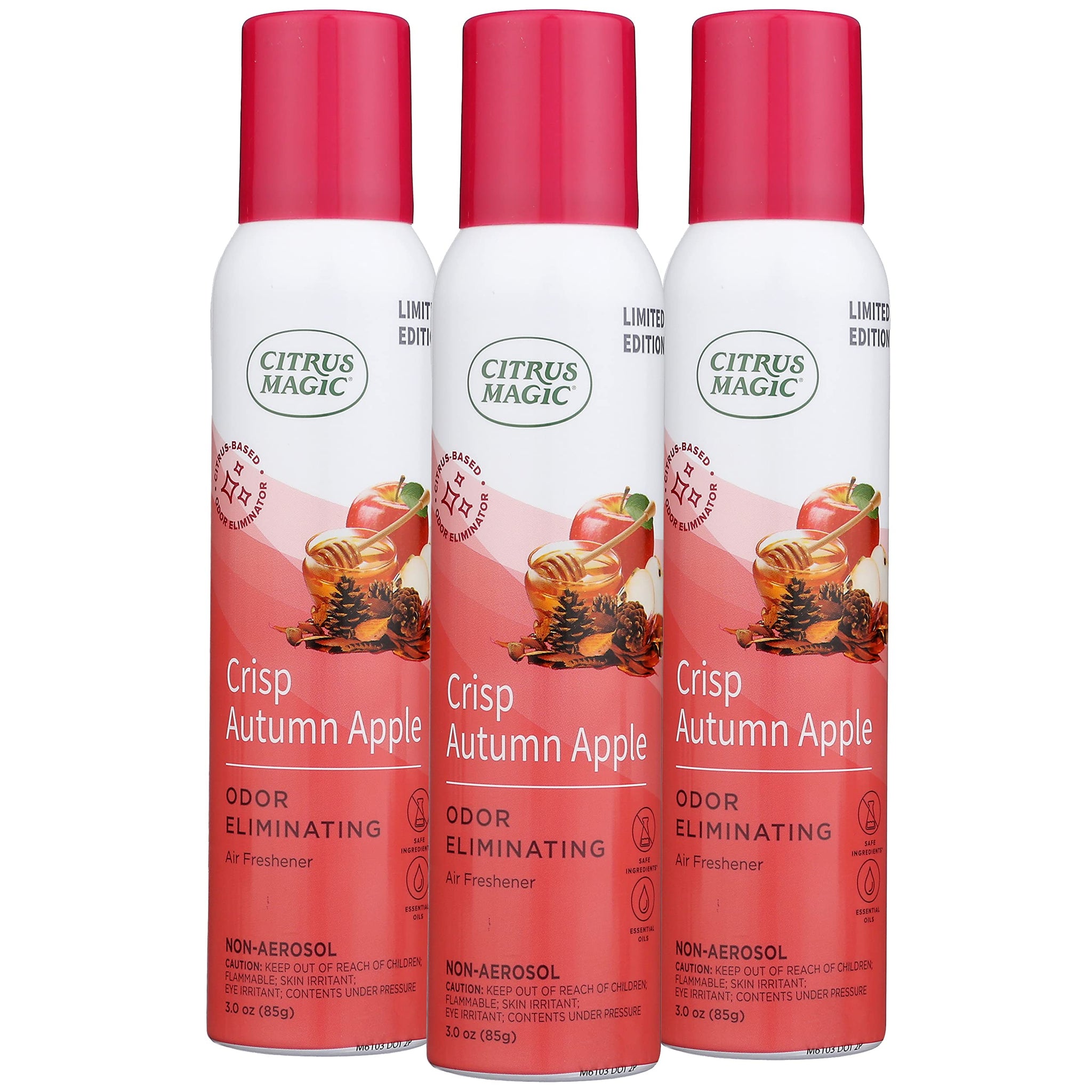 Citrus Magic Limited Edition Natural Odor Eliminating Air Freshener Spray, Crisp Autumn Apple, 3-Ounce, Pack of 3