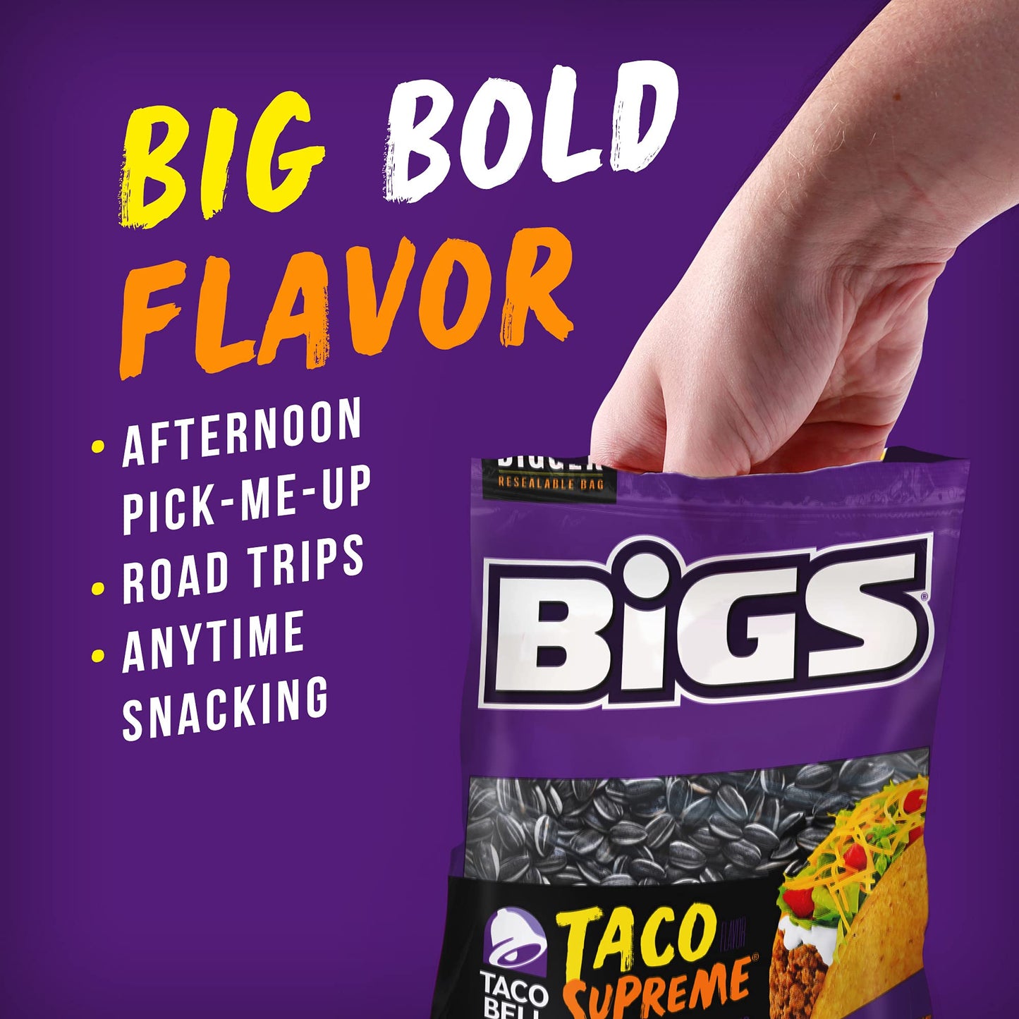BIGS Sunflower Seeds, Taco Bell Taco Supreme Flavor, 5.35 oz.