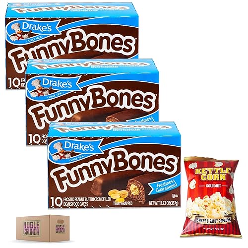 Drake's Funny Bones (3, 10ct - 13.73oz) - Sweet & Salty Kettle Popcorn (1, 5,5oz) - 4 Items Total