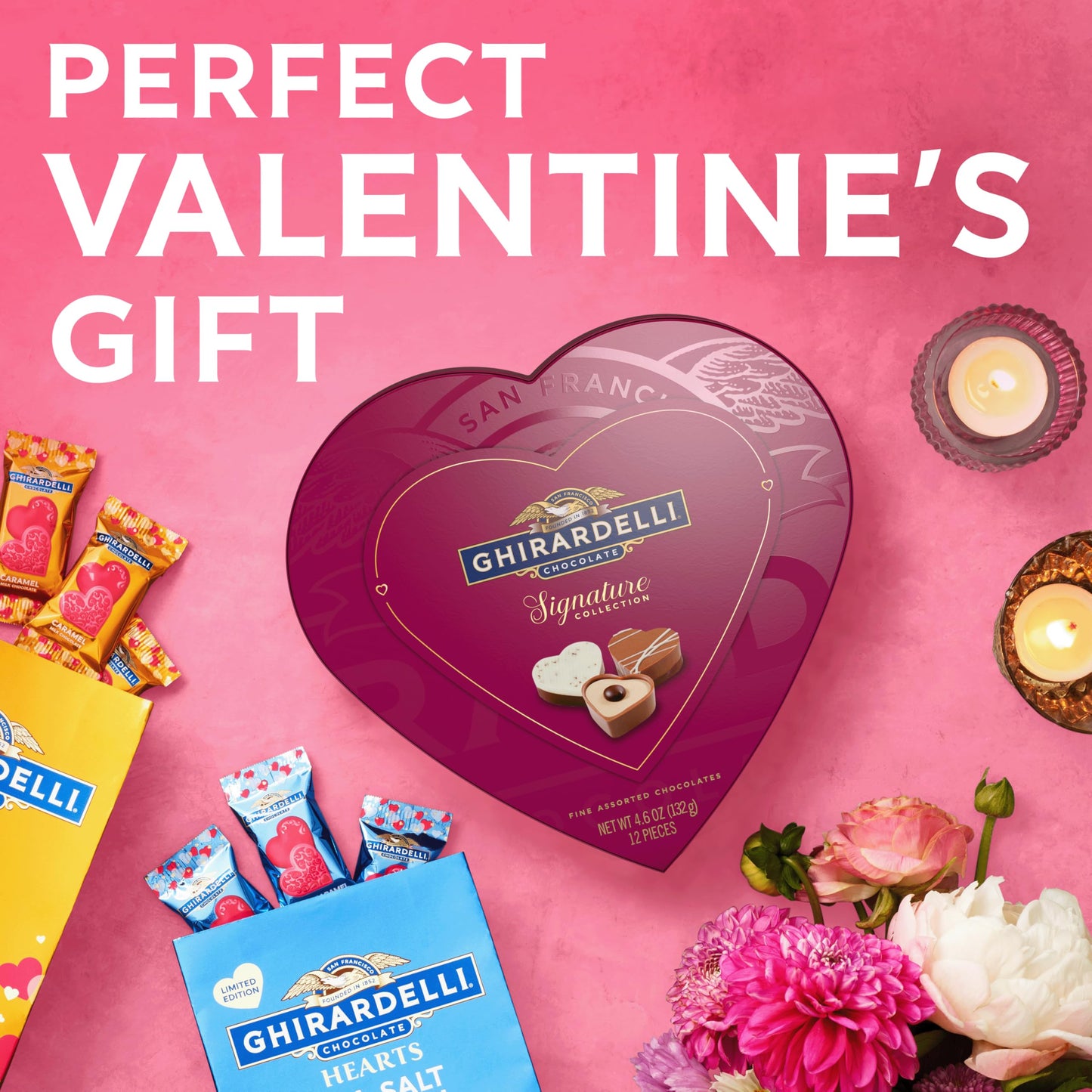 GHIRARDELLI Valentine’s Day Signature Praline Collection, 4.6 oz - Assorted Chocolate Pralines Gift Box