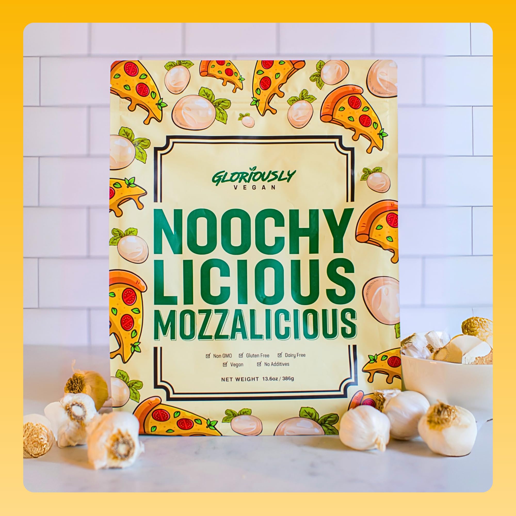 Gloriously Vegan NoochyLicious MozzaLicious - Delicious Vegan Flavoured - Enjoy Authentic Mozzarella Flavor in Vegan Cheese - Free Recipes Included
