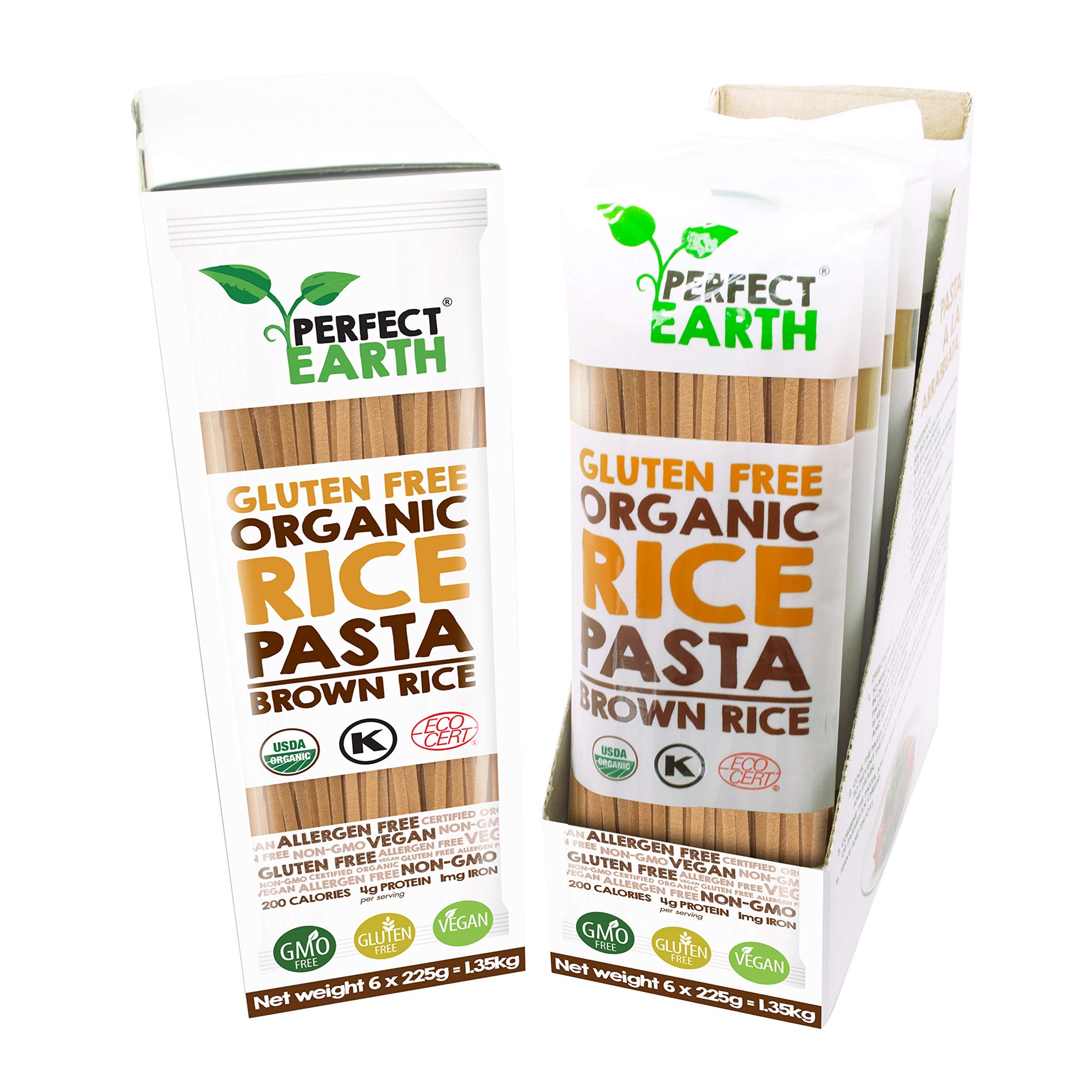 Perfect Earth Brown Rice Pasta Noodles - Certified Organic, Gluten-Free, Vegan, Keto, and Allergen-Free Low-Carb Pasta - For Healthy, Delicious
