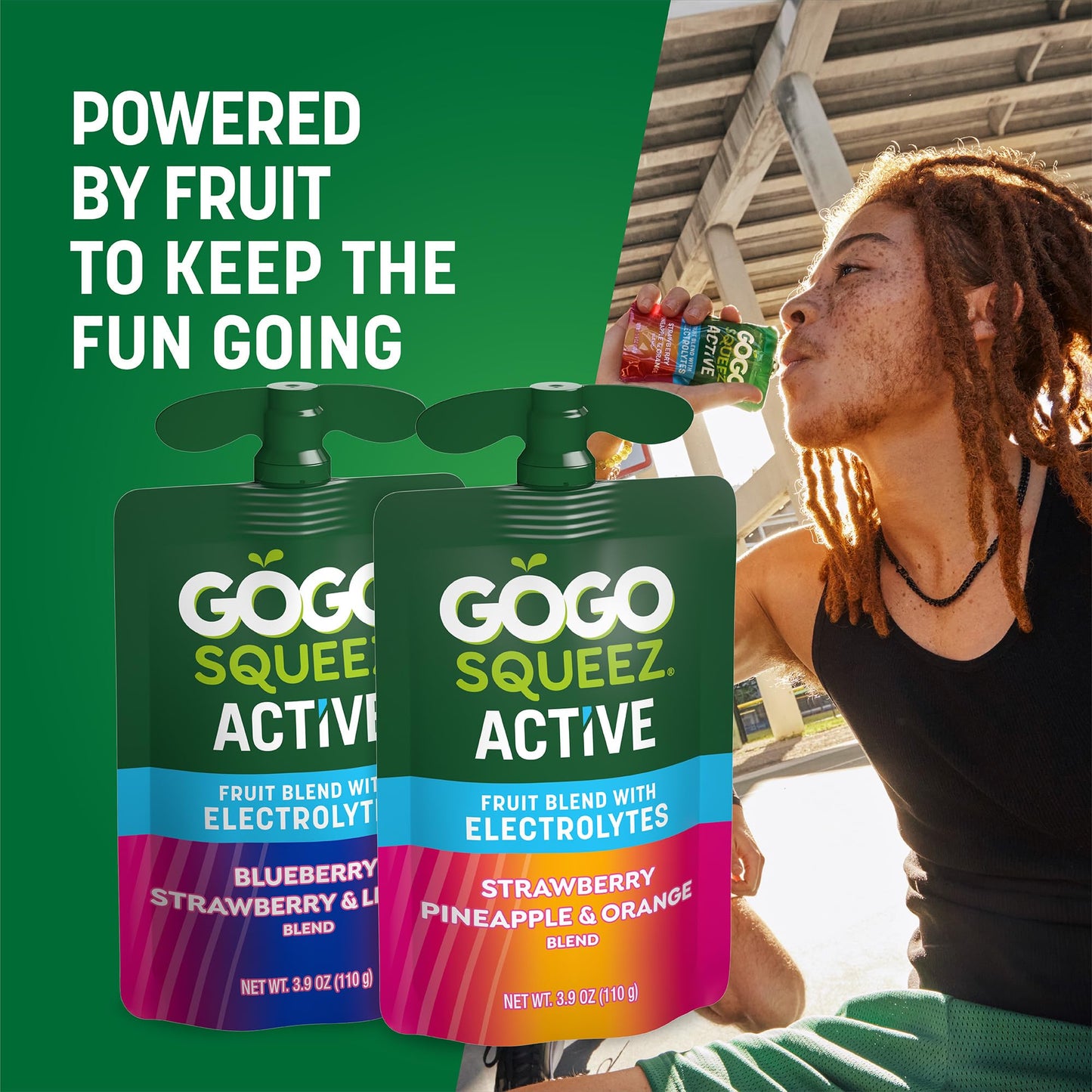 GoGo squeeZ No Sugar Added Active Fruit Blend with Electrolytes| 18-Count Variety Pack | Blueberry Strawberry Lemon & Strawberry Pineapple Orange |