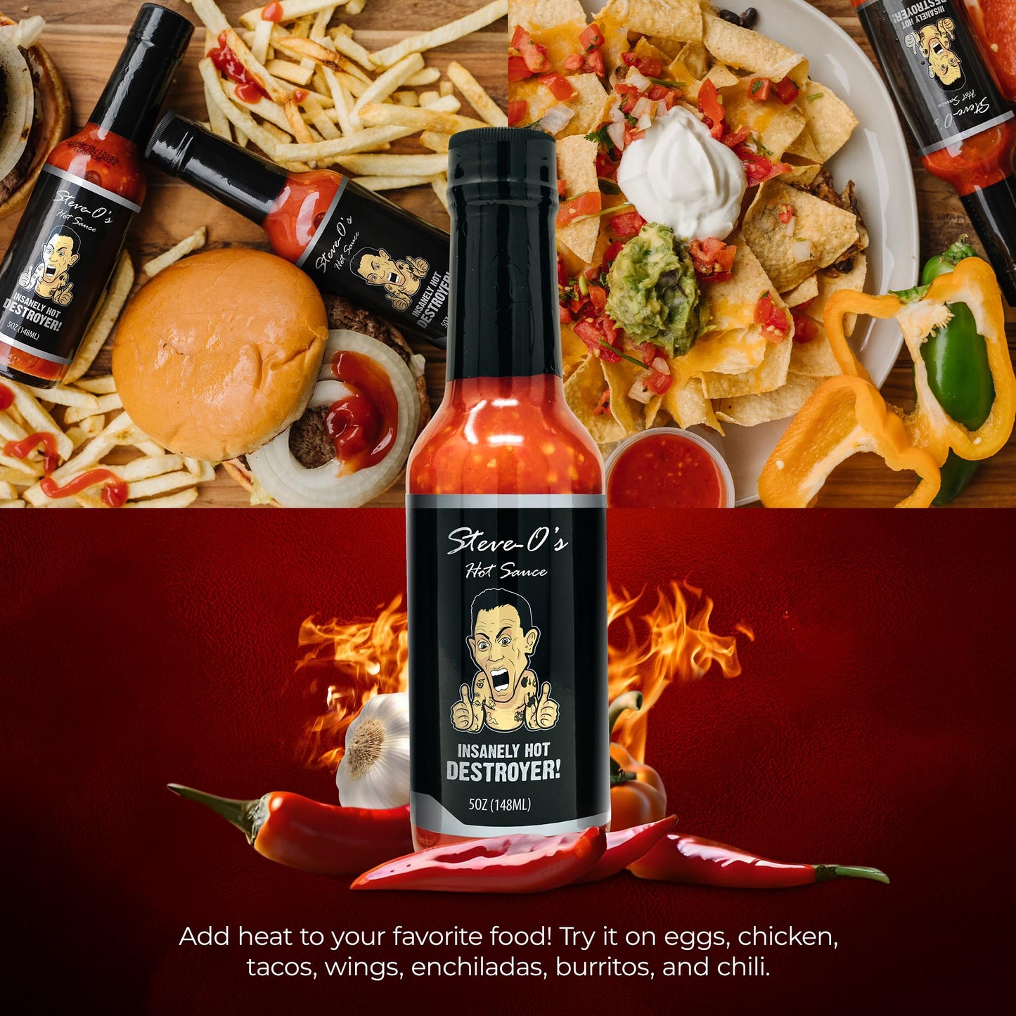 Steve-O's Destroyer Hot Sauce | Extreme Heat with Garlic, Scorpion, Naga Jolokia & Carolina Reaper Peppers | Spicy Sauce for Tacos, BBQ, Potatoes