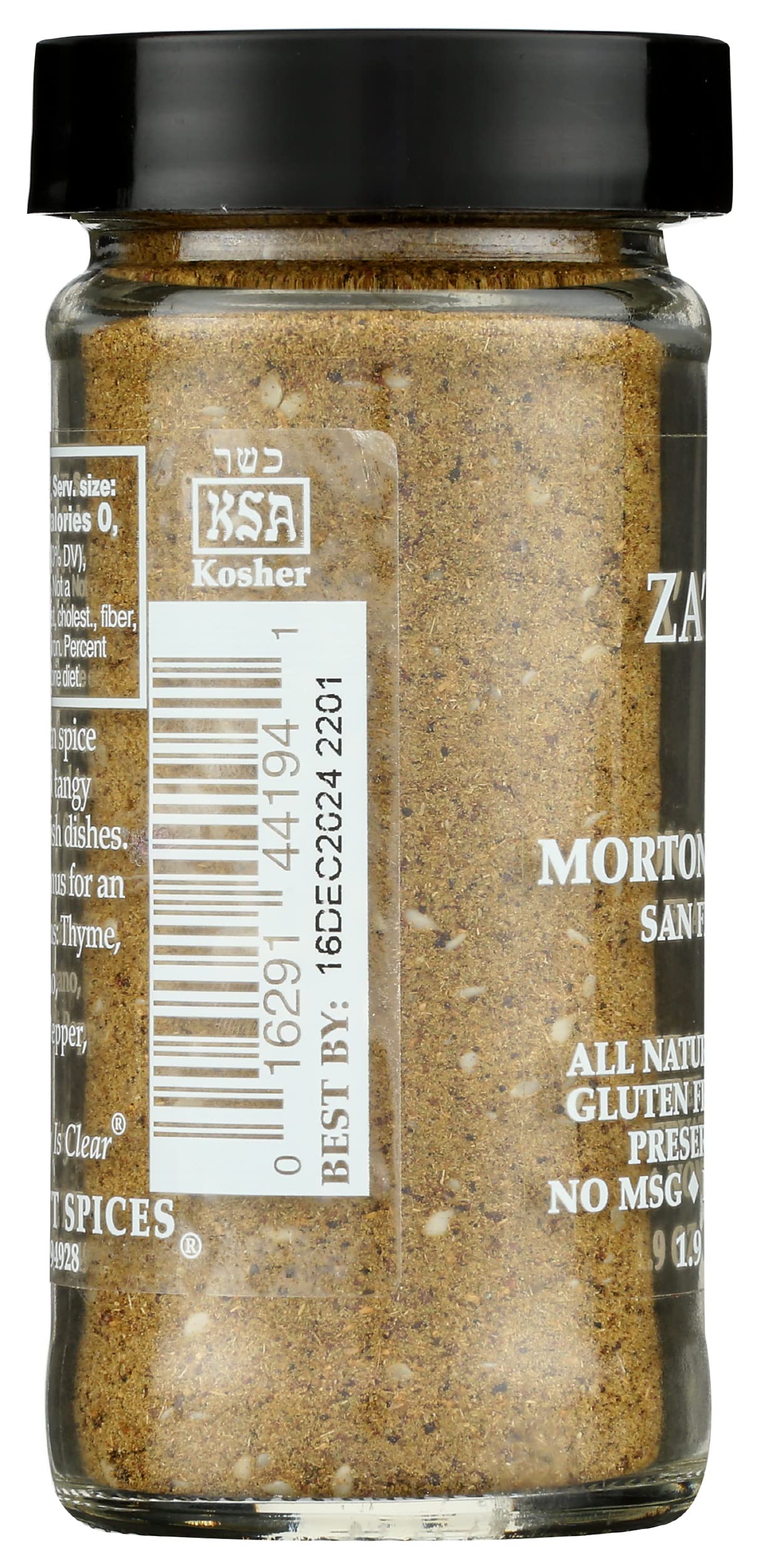 Morton & Bassett Za’atar Seasoning, 1.9oz - Salt-Free, Non-GMO, Kosher, Middle Eastern Blend for Flatbreads, Roasted Veggies, Meats & Dips