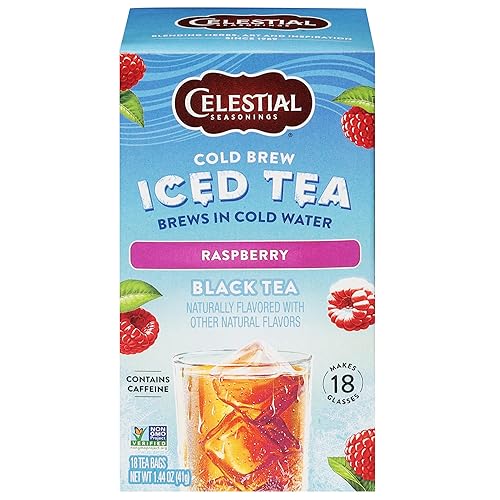 Celestial Seasonings Cold Brew Raspberry Black Iced Tea 18 Tea Bags