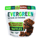 Evergreen Chocolate Chip and Matcha Waffles, Dairy-Free, Whole Grain, No Artificial Flavors, No Preservatives, 9 Waffles per Pack