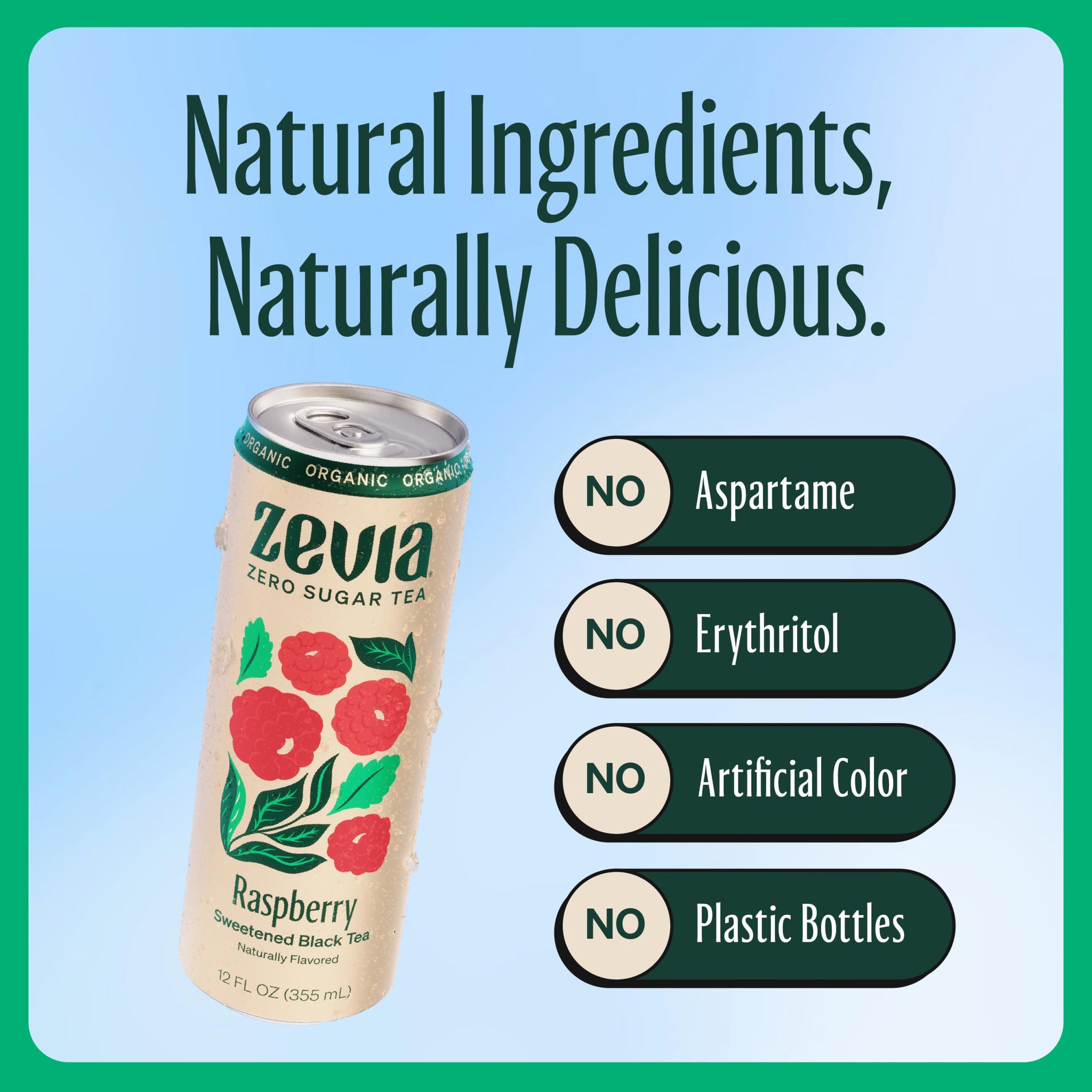 ZEVIA Organic Sweetened Raspberry Black Tea, 12 FZ