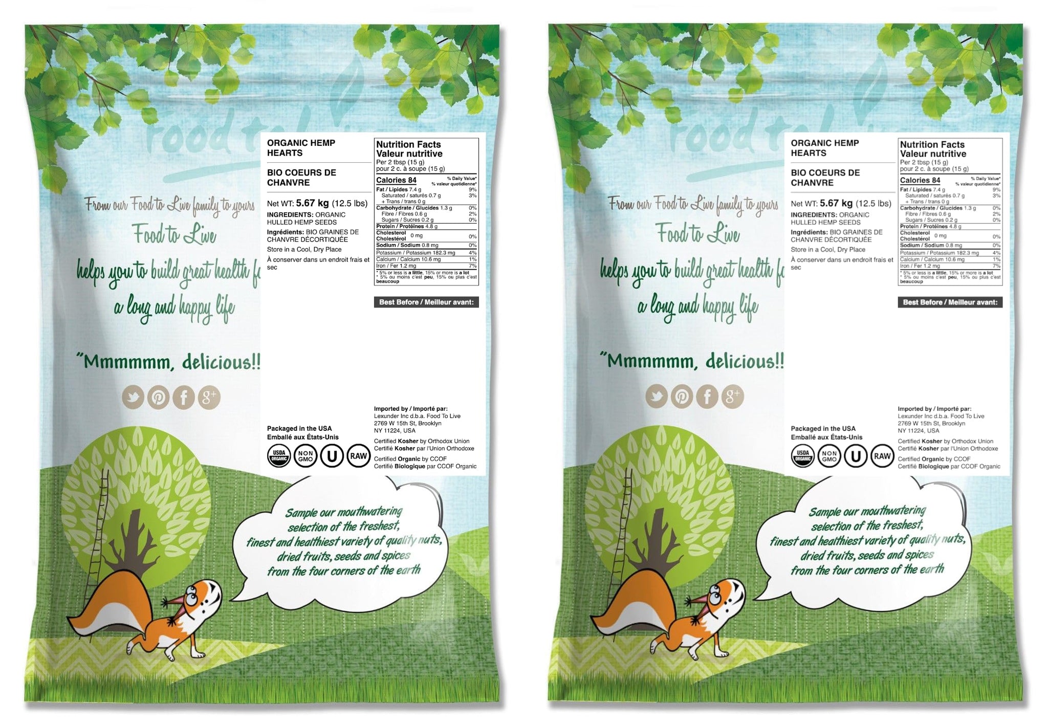 Food to Live Organic Hemp Hearts, 25 Pounds - Non-GMO Raw Hearts, Hulled, Shelled, Kosher, Vegan, Keto-Friendly. Good Source of Protein & Fiber. Great