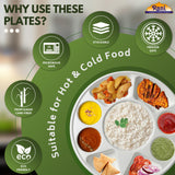 Rani 9 Compartment Round Biodegradable Divided Plates, Pack of 25 ~ Party, Thali, Buffet | Disposable & Eco-Friendly | Heavy-Duty Sturdy Paper Bagasse