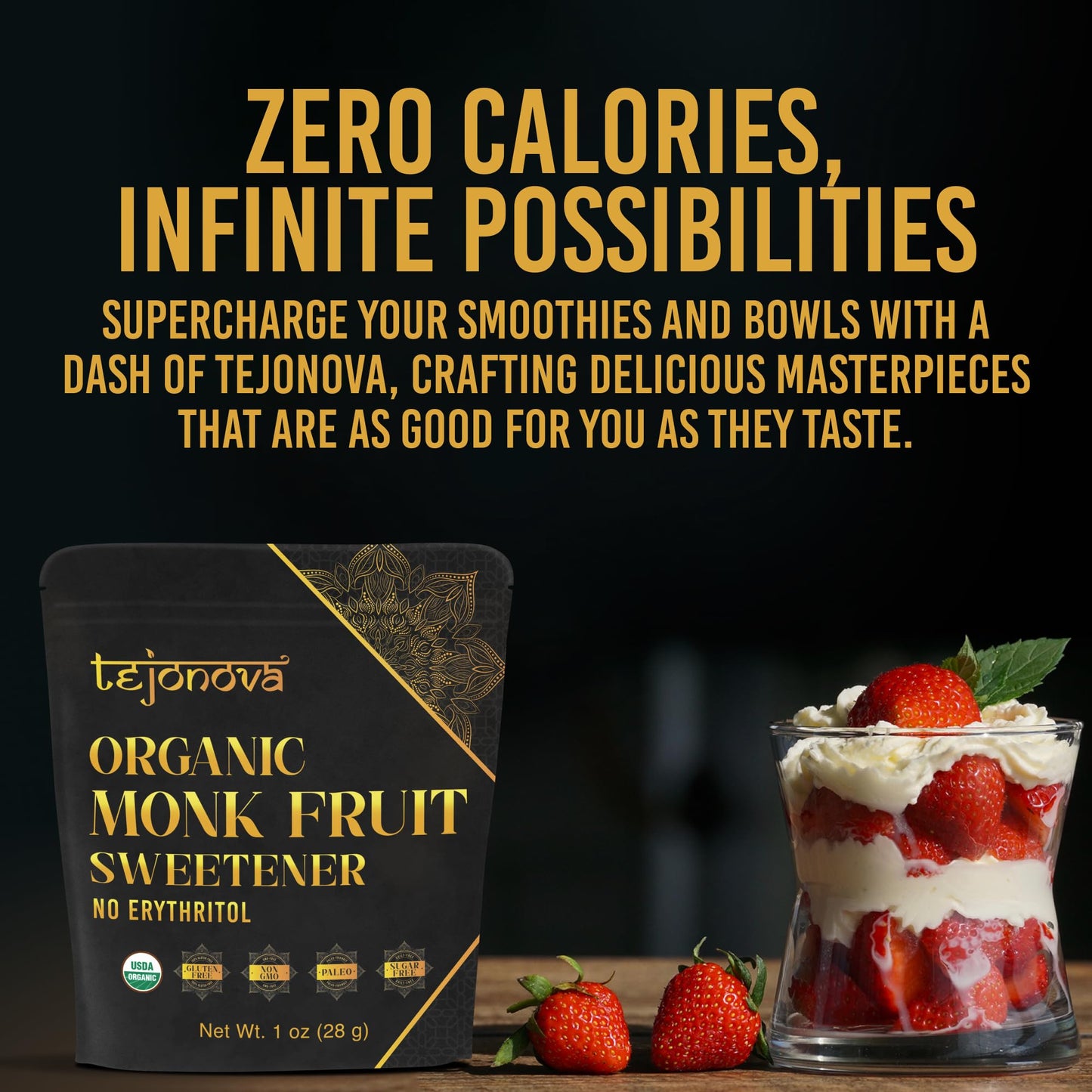 Organic Monk Fruit Extract Powder, Pure Monk Fruit Sweetener No Erythritol, Monkfruit Sweetener Pure Goodness, Monk Fruit Sugar Substitute, Monk Fruit