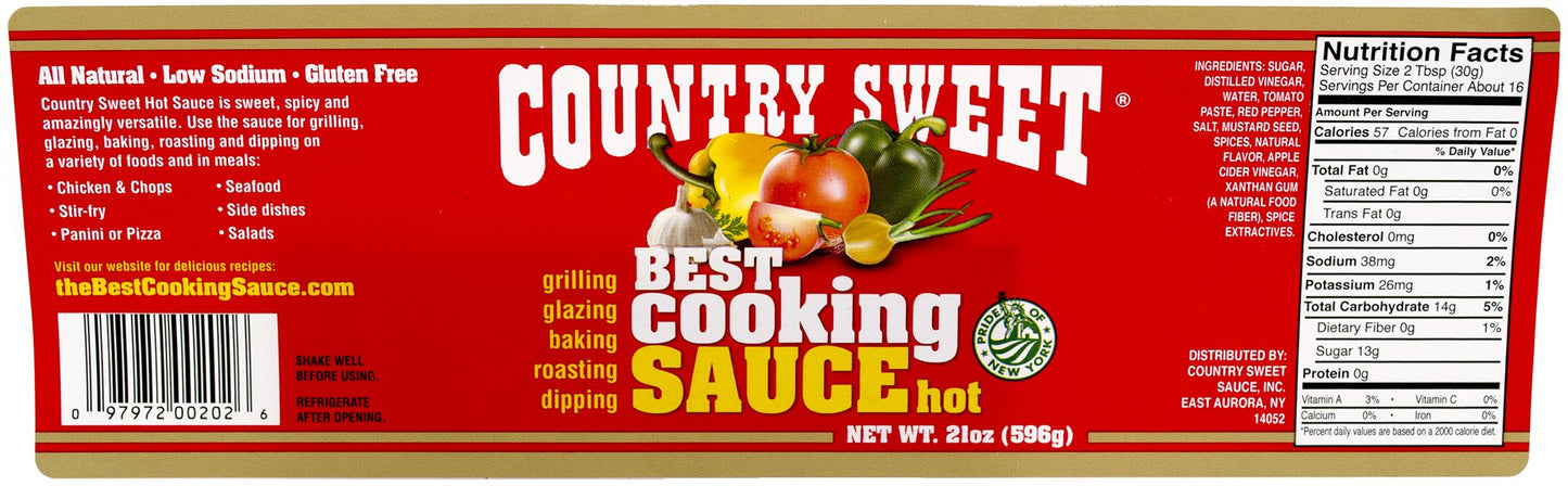 Country Sweet Sauce - Premium Cooking and Finishing Sauce (Hot, 21 ounces)