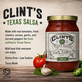 Clint’s Texas Salsa, Mild, 16 Ounce - Fresh Chunky Tomato Salsa, Low Sodium & Gluten Free, Authentic Texas Style Dip for Chips, Tacos, Nachos