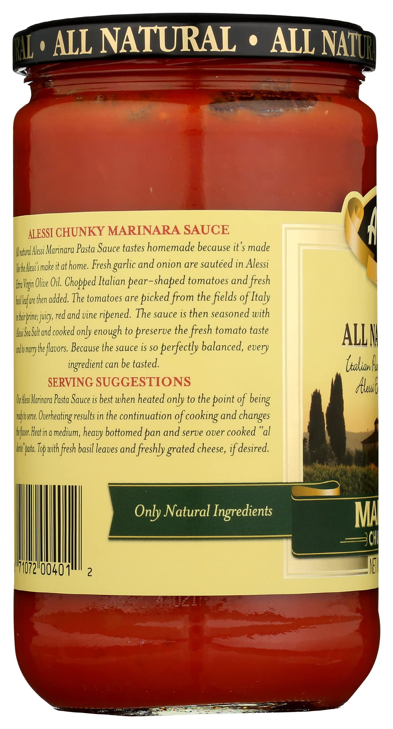Alessi All Natural Marinara Pasta Sauce Chunky Style, 24 Ounce (Pack of 6)