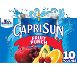 Capri Sun Flavored with Other Natural Flavor Juice Drink Blend, 10 Pouches, for School Lunches and On-the-Go Hydration, Fruit Punch, All Natural