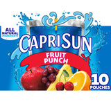 Capri Sun Flavored with Other Natural Flavor Juice Drink Blend, 10 Pouches, for School Lunches and On-the-Go Hydration, Fruit Punch, All Natural