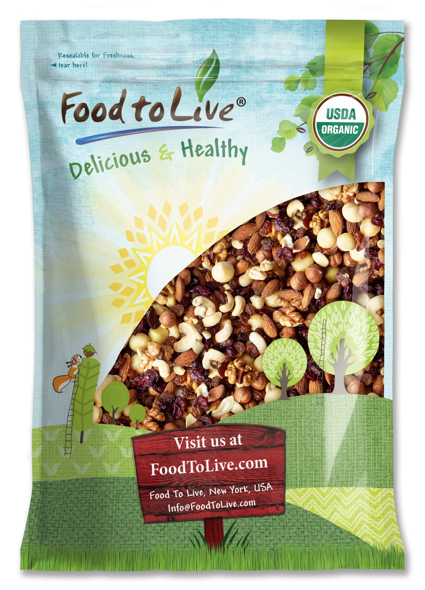 The Magnificent Seven Raw Organic Nuts and Berries Mix, 4 Pounds - Almonds, Cashews, Hazelnuts, Macadamias, Walnuts, Cranberries, Raisins, Non-GMO