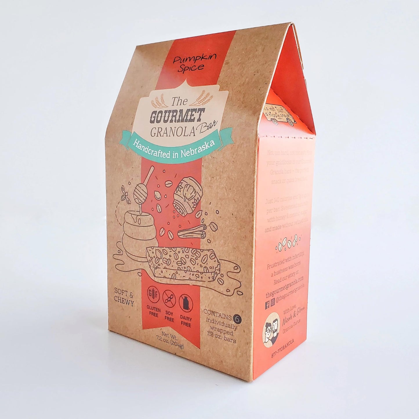 The Gourmet Granola | Pumpkin Spice Granola Bars | Soft and Chewy | Gluten Free | Soy Free | Great On the Go Snack | Made in Nebraska USA | 1.2 oz Bar