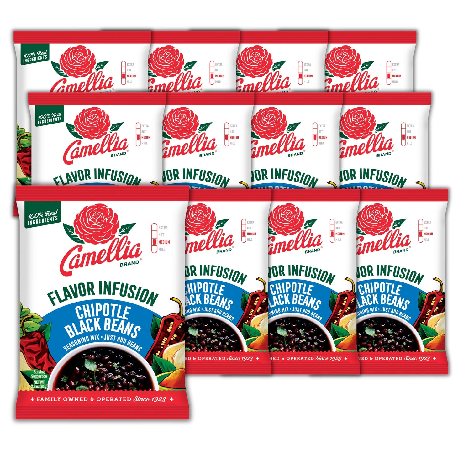 Camellia Beans Chipotle Black Beans Flavor Infusion Seasoning Mix - Smoky Chipotle Chili & Paprika Blend with Onion & Garlic - All-Natural, Non-GMO