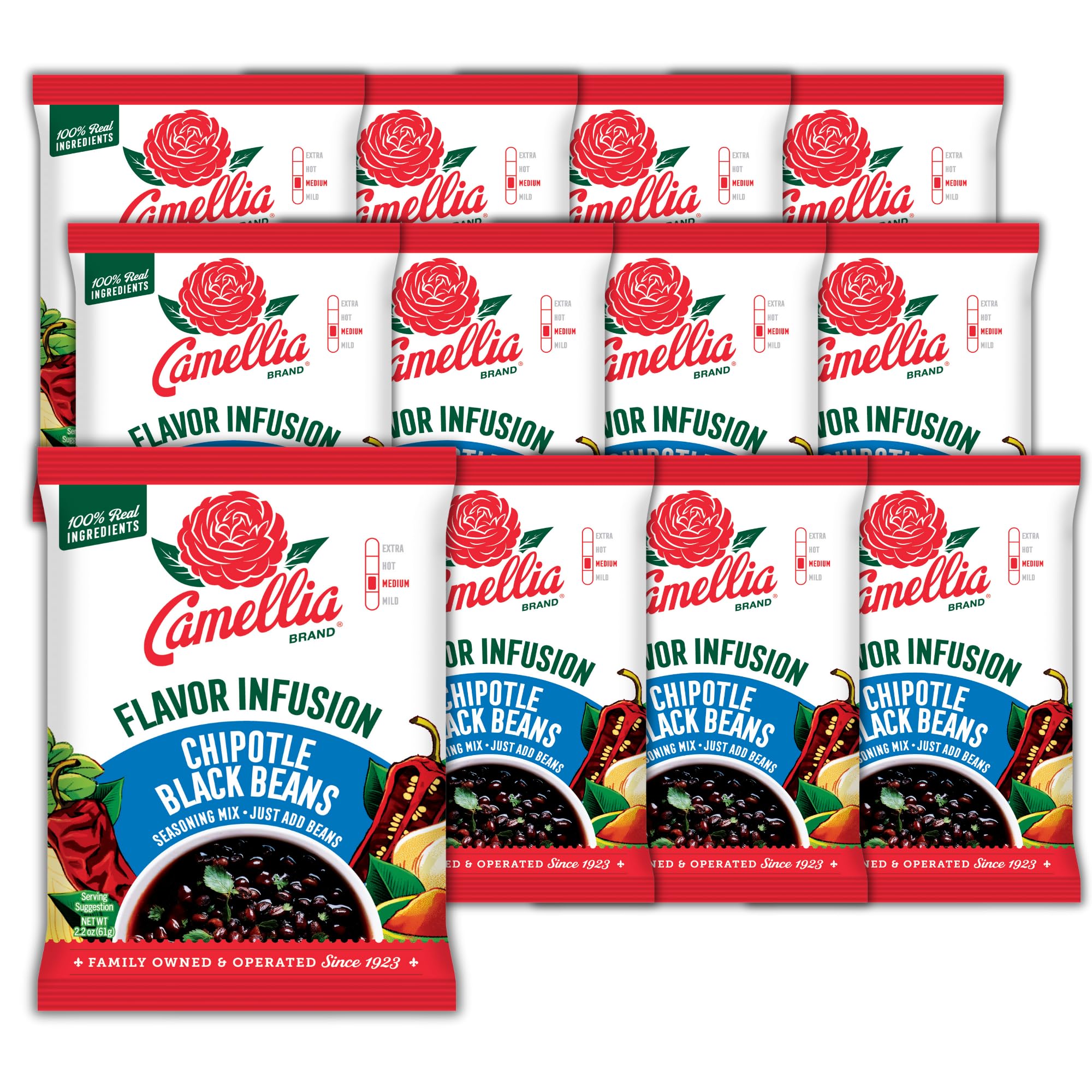 Camellia Beans Chipotle Black Beans Flavor Infusion Seasoning Mix - Smoky Chipotle Chili & Paprika Blend with Onion & Garlic - All-Natural, Non-GMO