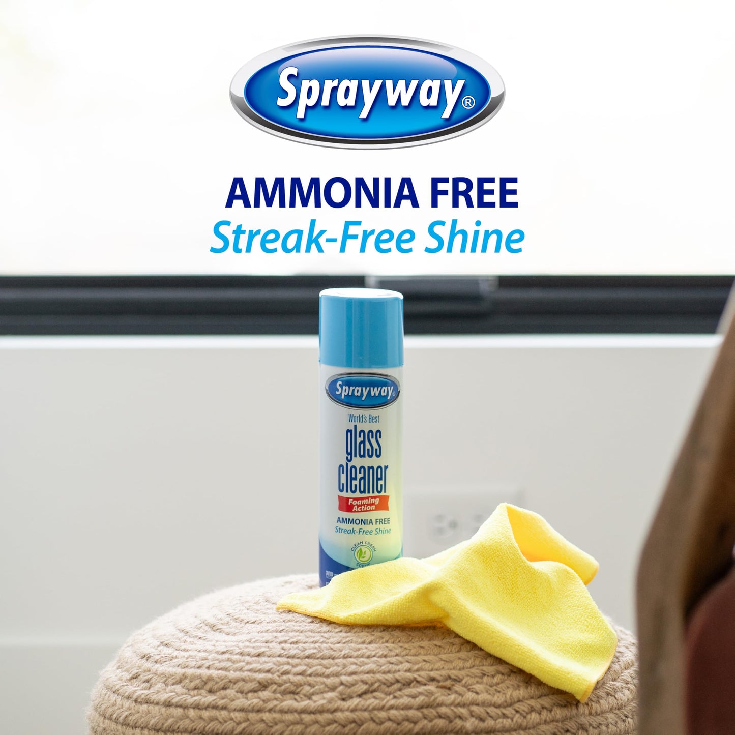 Sprayway Glass Cleaner Foaming Aerosol Spray, 19oz, Pack of 2 | Ammonia-Free, Streakless, Fast-Acting | Cleans & Polishes Glass Surfaces | Fresh