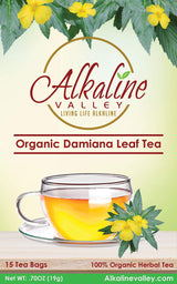 Organic Damiana Tea - 100% Alkaline - 45 Unbleached/Chemical-Free Damiana Tea Bags - Pack of 3 = 45 Tea Bags - Caffeine-Free, No GMO…
