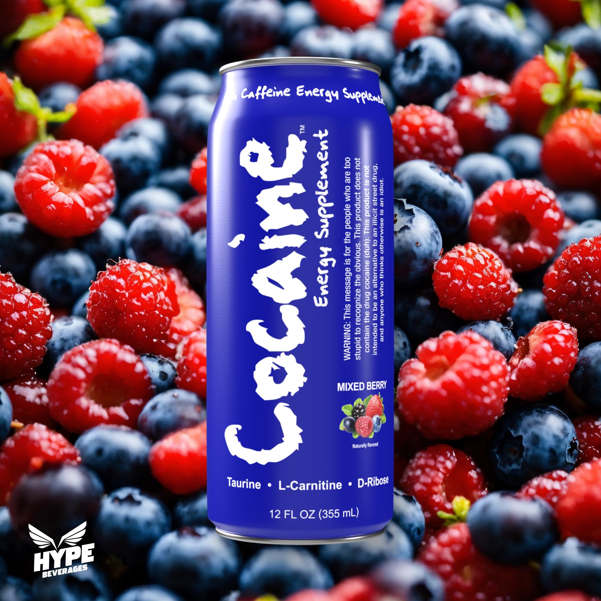 Hype Beverages Official Caffeinated Energy Drink - Healthy Energy Drinks with Taurine, L-Carnitine, Antioxidants, Vitamins, - 12 Oz Can - (Pack of 12