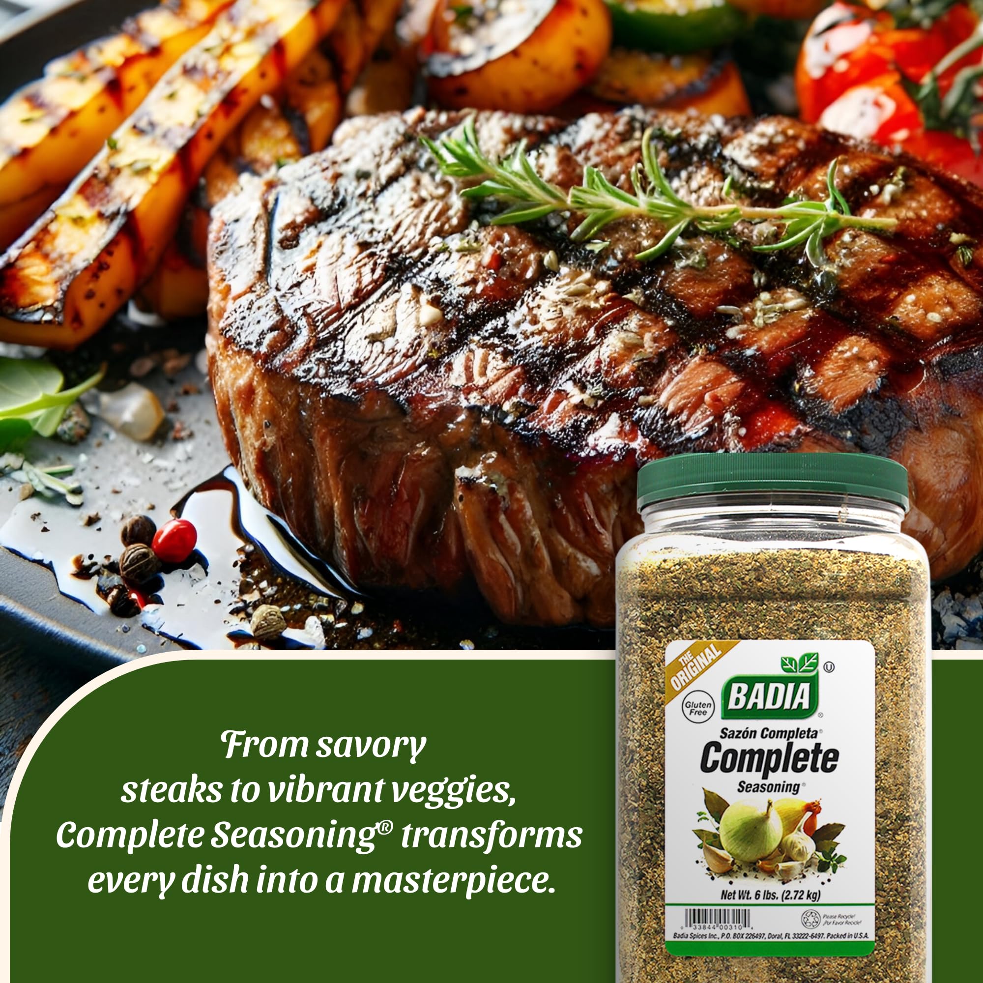Badia Complete Seasoning, 96 oz - All-Purpose Spice Blend of Garlic, Onion, Salt, Pepper, Herbs & Spices - Savory Signature Blend
