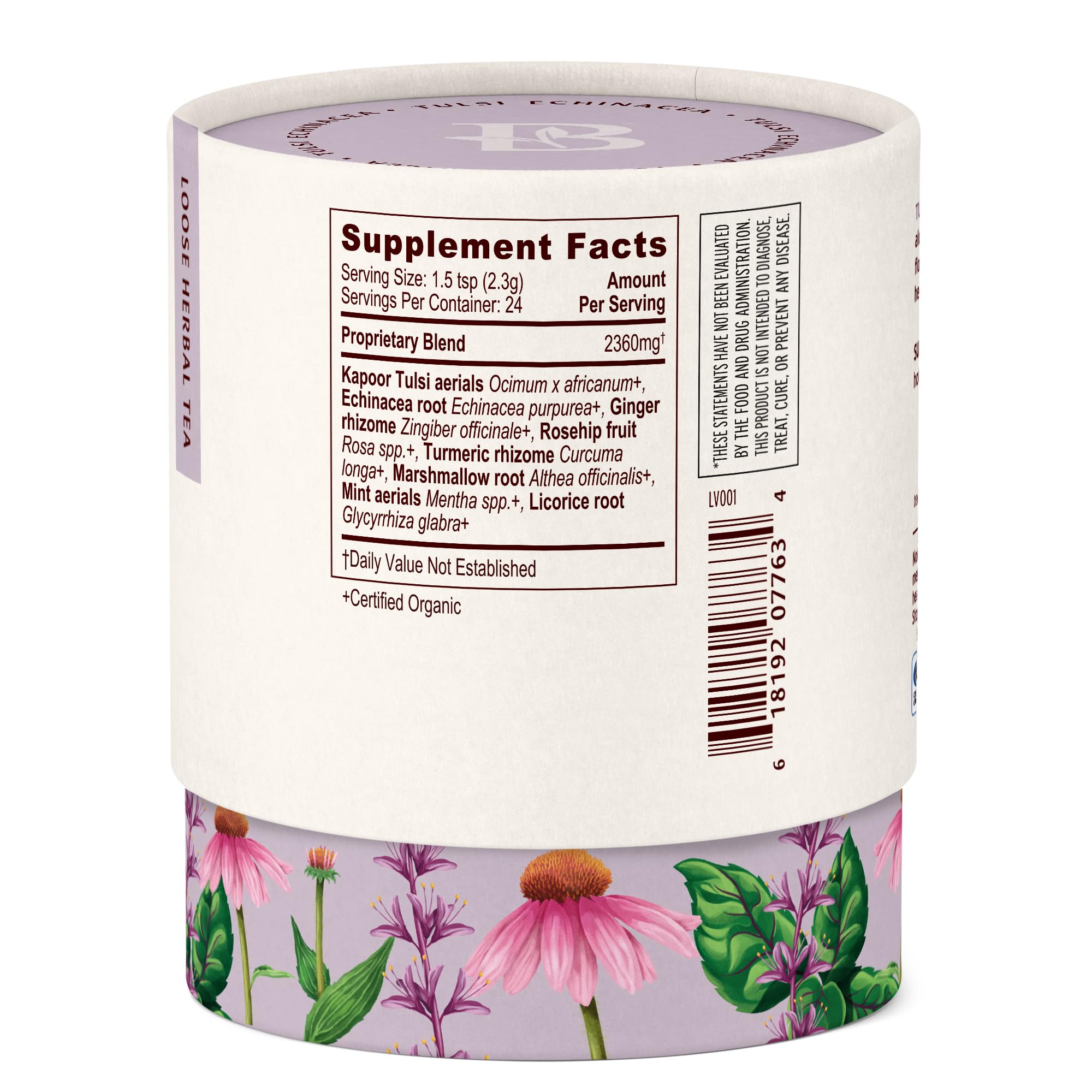 Banyan Botanicals Tulsi Echinacea Tea - Organic Immune Support with Turmeric & Rosehip - Caffeine Free Tea for Healthy Immune Function* - 2 oz