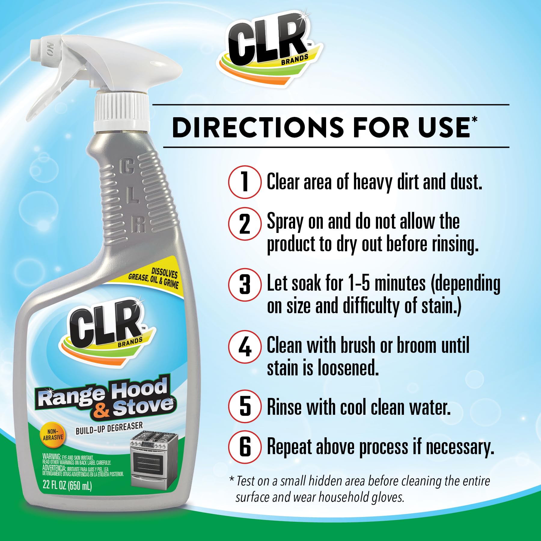 CLR Brands Range Hood & Stove Build Up Degreaser, 22 fl. oz., Fast Acting, Non Abrasive Cleaner, Works on Glass Stove Tops, Oven Racks, BBQ Grills