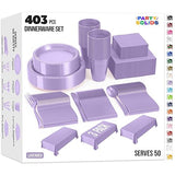 Party Solids 403 Pcs Lavender Plastic Plates For Party, Lavender Disposable Plates Set, 50 Each 9" Plate, 7" Plate, 12 Oz Cups, 2 Size Napkins