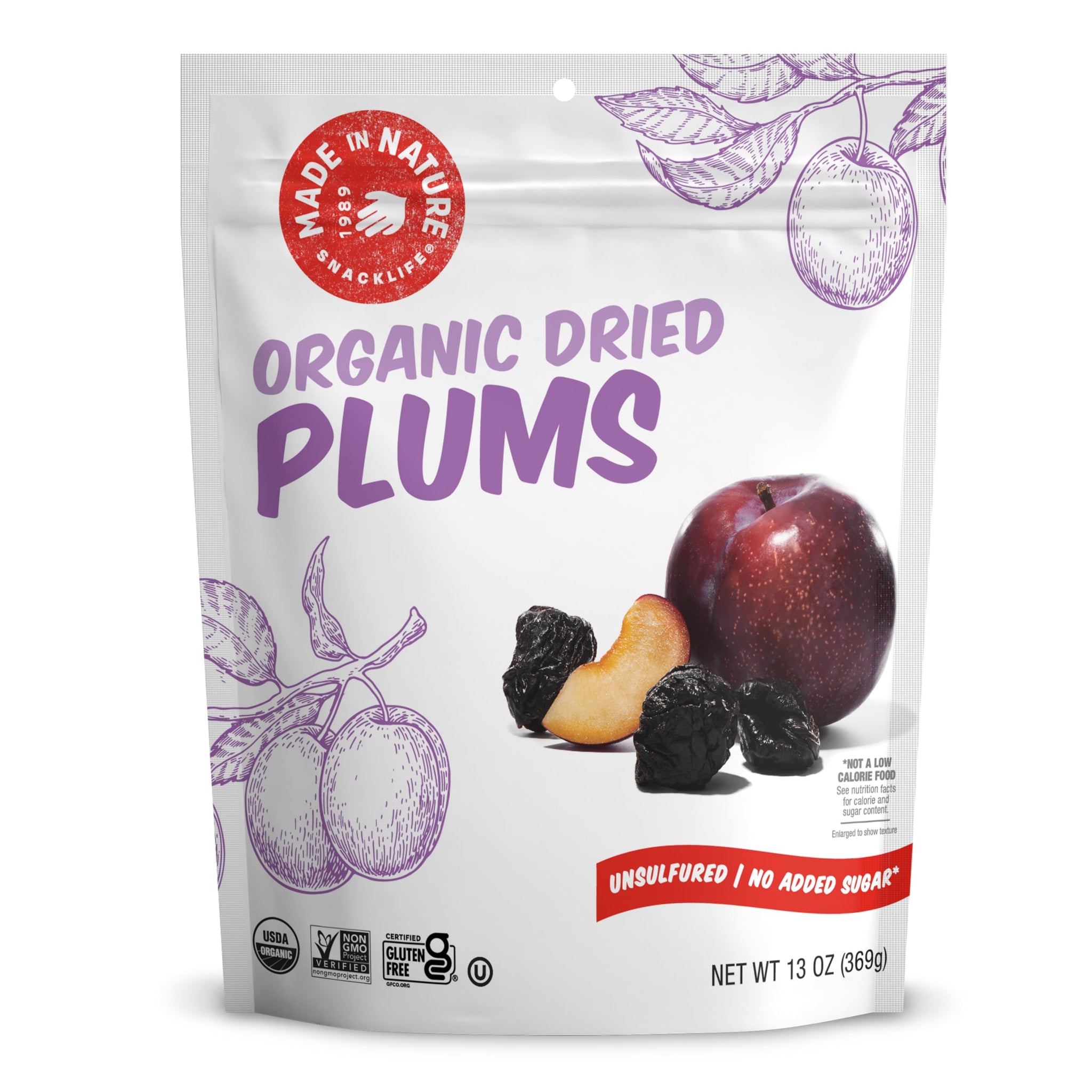 Made In Nature Organic Dried Plums, 13 Ounce (Pack of 1) - Vegan Snack, Non-GMO, Unsulfured, Gluten Free, Kosher