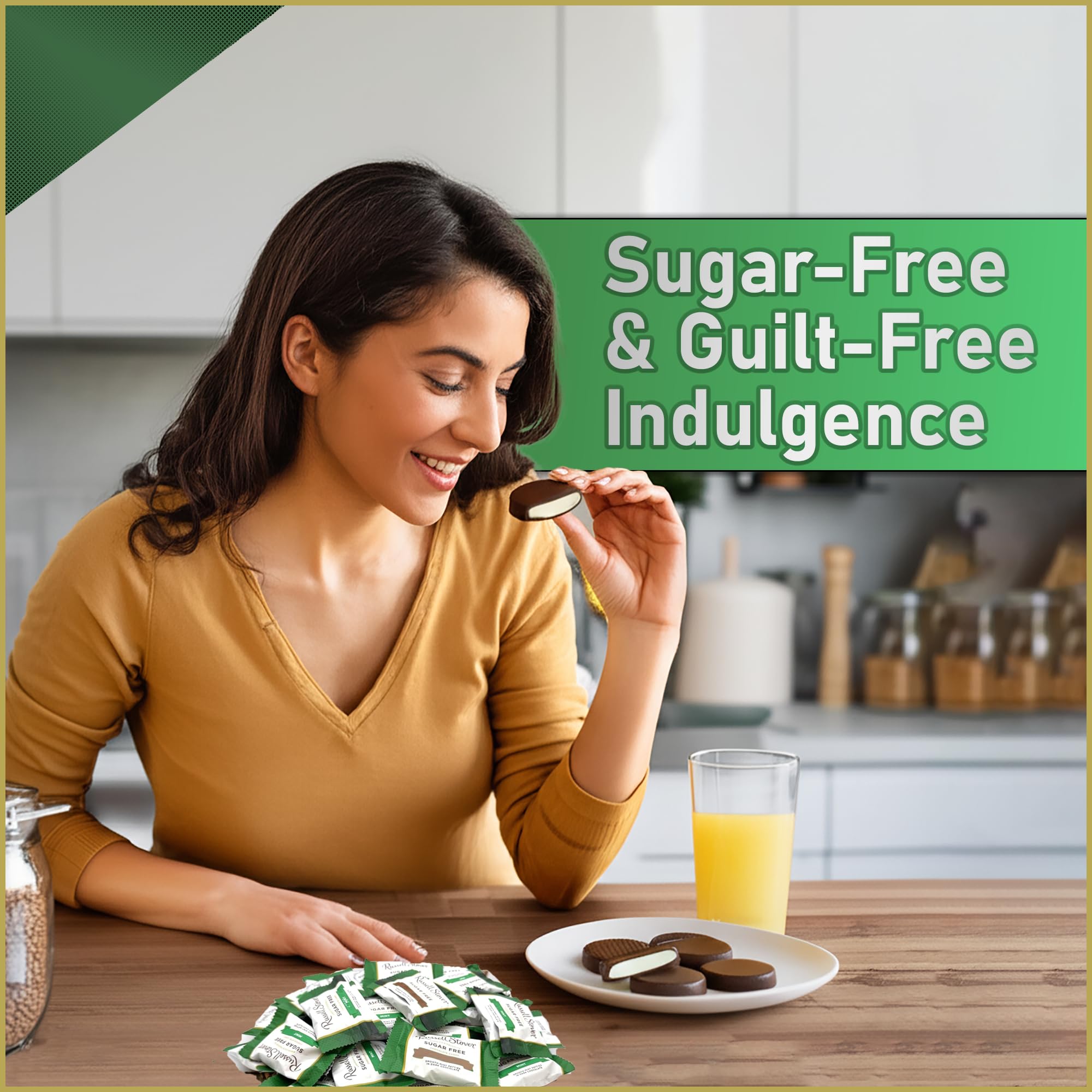 Sugar Free Peppermint Patties - Dark Chocolate Mint Patties Sweetened with Stevia - Guilt-Free Zero Sugar Chocolate Candy for Diabetics & Keto - 1lb