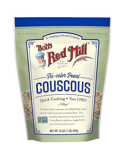 Bob's Red Mill Tri-Color Pearl Couscous, Quick Cooking - 1 Pound (Pack of 4) - Non-GMO, Vegan, Israeli Couscous - Non GMO, Vegan, Israeli Couscous