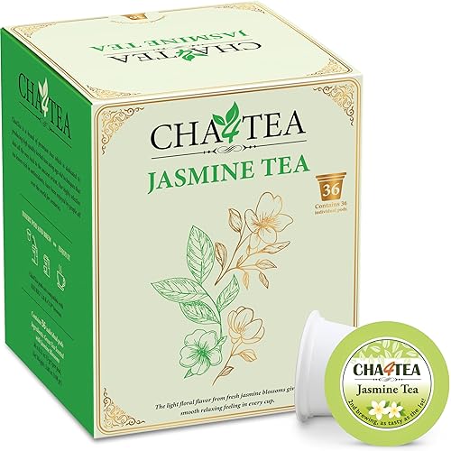 Cha4TEA 36-Count Jasmine Green Tea Pods Compatible with Keurig K-Cups Brewers